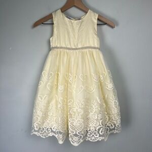Blueberry Boulevard Girls Sz6 Yellow Lace Tulle Flower Girl Dress Wedding Party